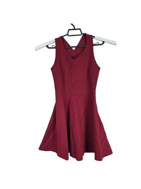 Womens Sleeveless Red Fit & Flare Dress With Crisscross Back Rayon Blend Size M